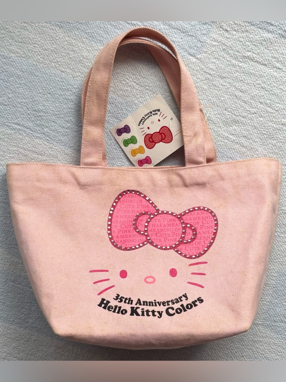 Vintage Sanrio Hello Kitty Colors 2009 Canvas Tote Bag Baby Pink